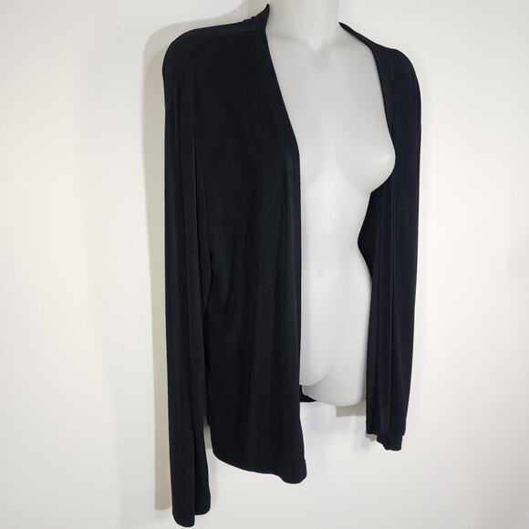 Chico’s Travelers Women Cardigan Open Front Black Size Medium Long Sleeve Slinky - Picture 3 of 8